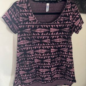 Geometric Patterned Pink and Black Women's Top